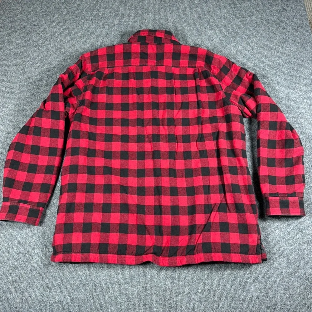 L.L. Bean Fleece Lined Flannel Shirt Jacket Mens Large Traditional Fit Red Black